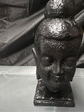 Black Buddha Head Sculpture - Decorative Home Art